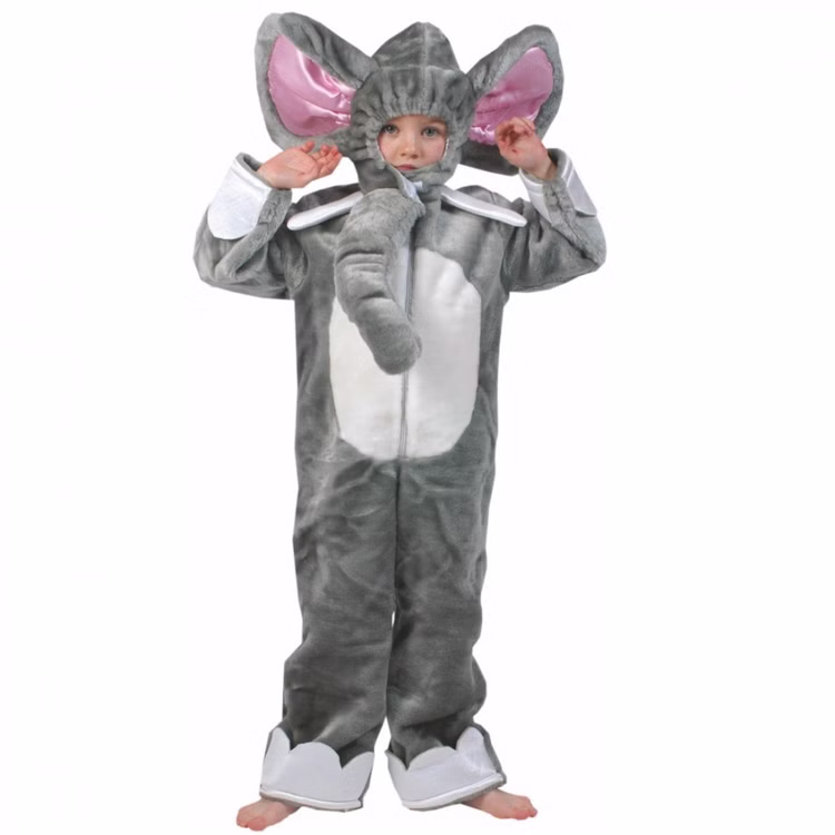 Elefanten Kostüm Dumbo für Kleinkinder Gr. 92 grau Tier Tierkostüm SALE Fasching Karneval Mottoparty Kinderfasching Kindergeburtstag Graues Elefanten Kinderkostüm aus weichem Plüsch mit Kapuze, großem Rüssel, Elefantenohren und angenähtem Schwanz.