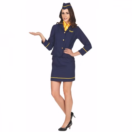 Stewardess Kostüm Flugbegleiterin Tina für Damen Gr. 32-46 blau Beruf Karneval Fasching Mottoparty Paarkostüm Stewardess Kostüm Flugbegleiterin Tina für Damen Gr. 32-46 blau Beruf Karneval Fasching Mottoparty Paarkostüm
