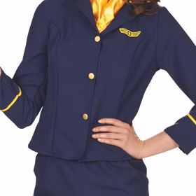 Stewardess Kostüm Flugbegleiterin Tina für Damen Gr. 32-46 blau Beruf Karneval Fasching Mottoparty Paarkostüm