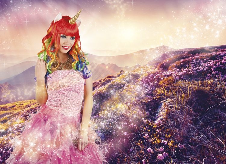 Einhorn Perücke bunt Langhaarperücke für Damen Einhorn Perücke bunt Langhaarperücke für Damen Kostüm-Zubehör SALE Fasching Karneval Mottoparty Tier Tierperücke