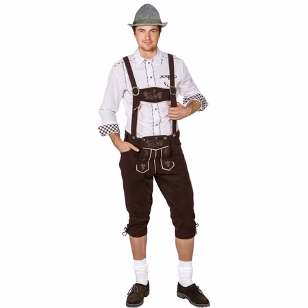 Oktoberfest-Hose braun Latzhose in Lederoptik für Herren Gr. 48-60 SALE Wiesn Trachtenhose Wasen Fasching Karneval Mottoparty Oktoberfest-Hose braun Latzhose in Lederoptik für Herren von Vorne