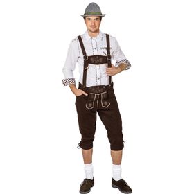 Oktoberfest-Hose braun Latzhose in Lederoptik für Herren von Vorne