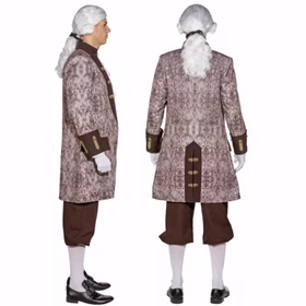 Barock Kostüm Baron Jacke für Herren Gr. 46-52 Kostüm grau/braun Fasching Karneval Mottoparty Maskenball SALE