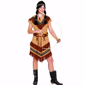 Indianerin Kostüm Braune Feder Damen Fransen-Kleid Gr. 38 Squaw SALE Fasching Karneval Mottoparty Damenkostüm Braune Feder mit hellbraunem Fransen-Kleid und Bindegürtel; Perücke, Schmuck, Bogen und Stiefel sind nicht enthalten.