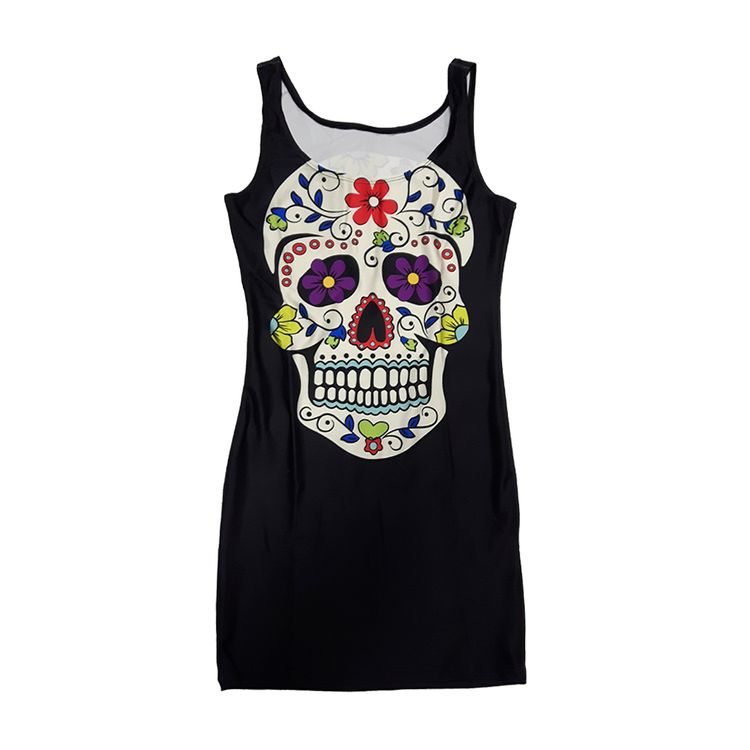 Halloween Kostüm La Catrina Kleid für Damen Gr. S-XL schwarz Fasching Karneval Mottoparty Totenschädel-Kleid Tag der Toten Mexiko Andere Länder