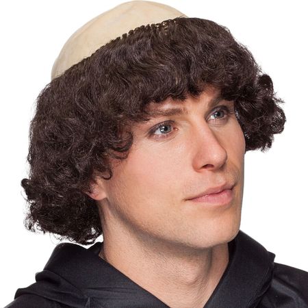 Mönch Perücke Braun mit Haarkranz Klosterbruder für Herren