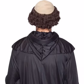 Mönch Perücke Braun mit Haarkranz Klosterbruder für Herren Fasching Karneval Mottoparty Mönch Perücke Braun mit Haarkranz für Herren von Hinten