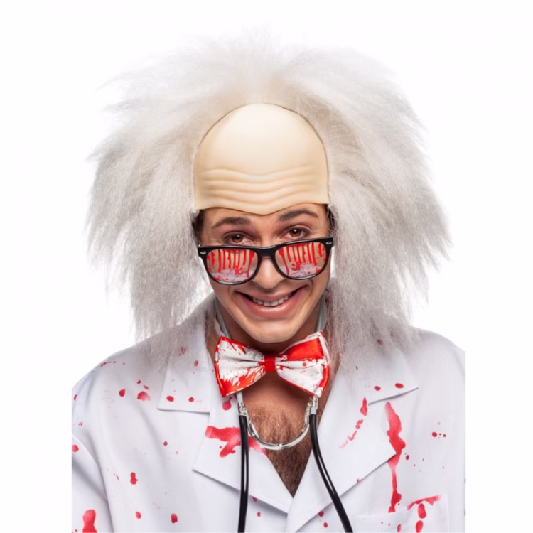 Professor Perücke Albert weißes Haar mit Glatze für Erwachsene Kostüm-Zubehör Fasching Karneval Mottoparty Professor Perücke Albert weißes Haar mit Glatze für Erwachsene von Vorne