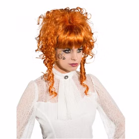 Hochsteckfrisur Locken kupfer Damen Perücke Fasching Adlige Steampunk 