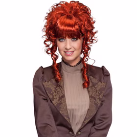 Mahagonifarbene Perücke mit Locken für Damen von Vorne