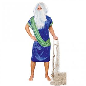 Poseidon Kostüm für Herren Gr. L- XL Gewand blau/grün Neptun Meeresgott Fasching Neptunfest Karneval Mottoparty