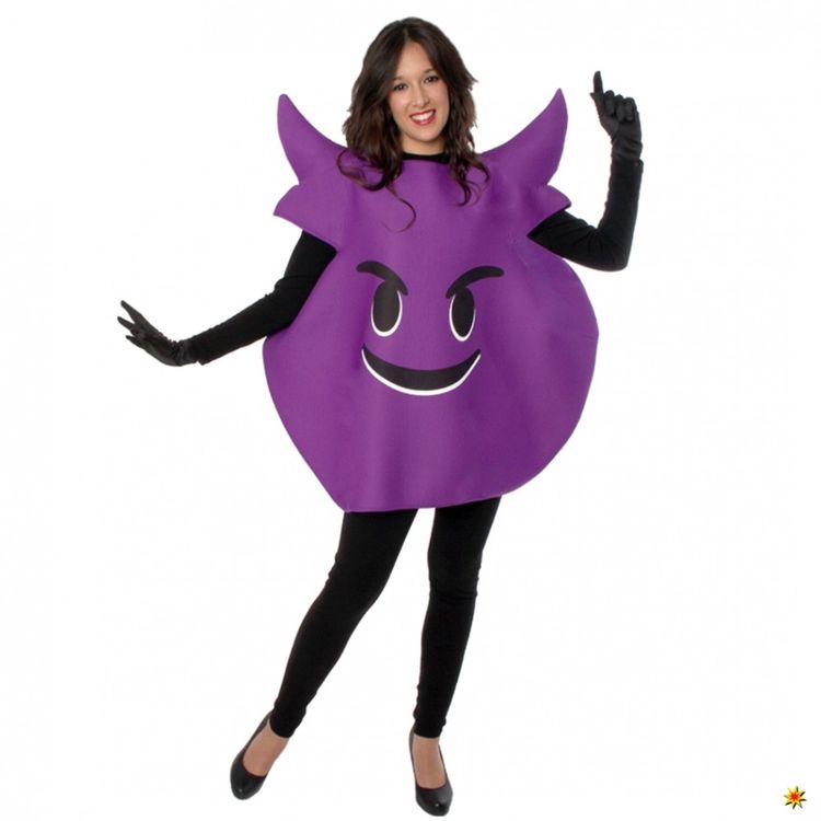 Emoticon Kostüm böses Gesicht, lila Emoticon Kostüm böses Gesicht lila Einhgr. Smiley Strichmännchen Neue Medien