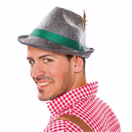 Trachtenhut grau mit Feder Oktoberfest für Herren